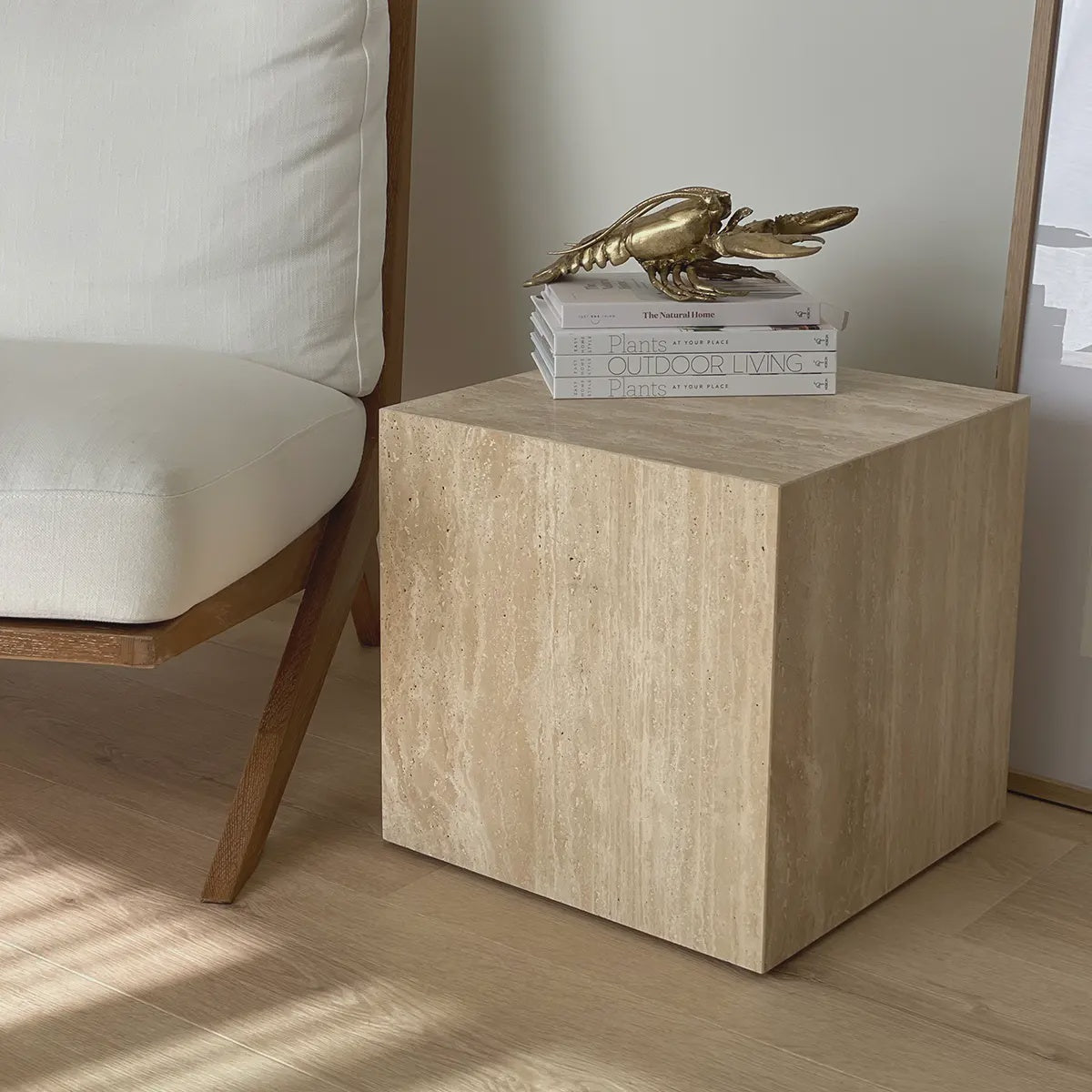 Travertine Cube Side Table