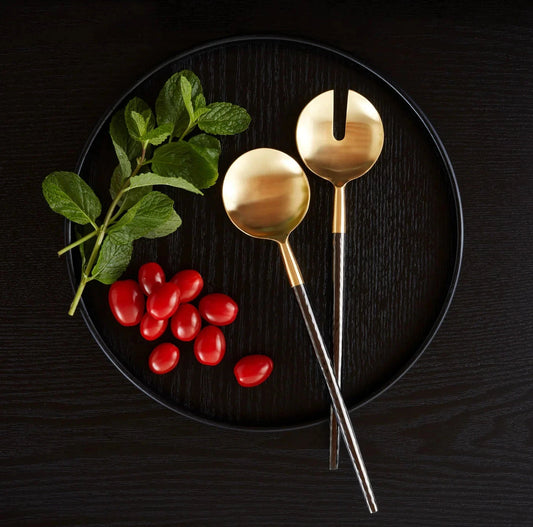 Salad Server Set - Black/Gold